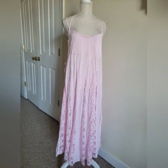 Free People Hailee Maxi Pink Slip Dress size M - Picture 5 of 9